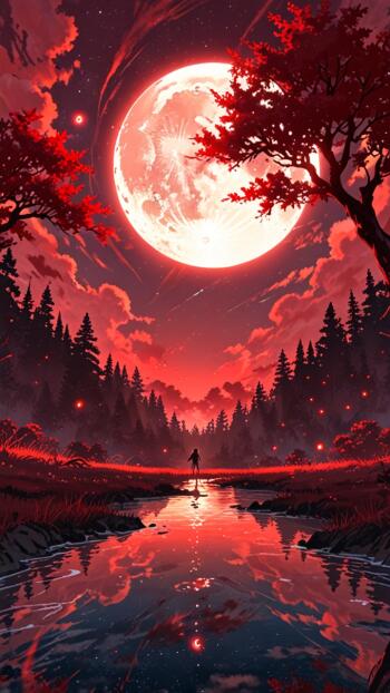 Anime star Art Abyss magical red red anime Phone Wallpaper