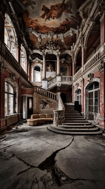 abandoned building abandoned interior architecture stairs Phone Wallpaper