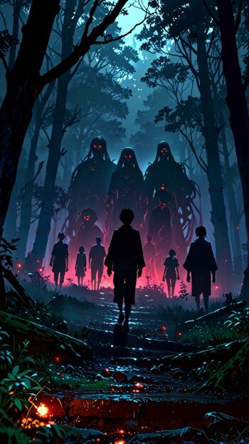 Anime artistic horror forest anime forest Phone Wallpaper