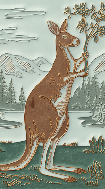 kangaroo artistic nature Wildlife landscape Phone Wallpaper