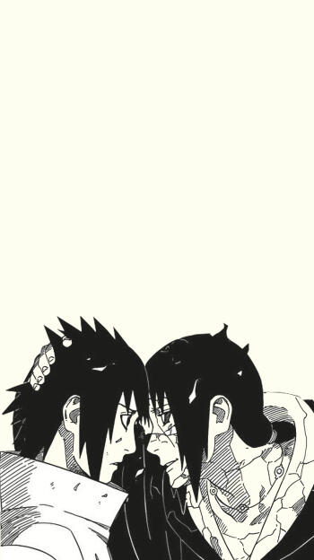 A striking manga-style wallpaper featuring Itachi Uchiha and Sasuke Uchiha, perfect for brightening up your iPhone or Android phone with their iconic bond.