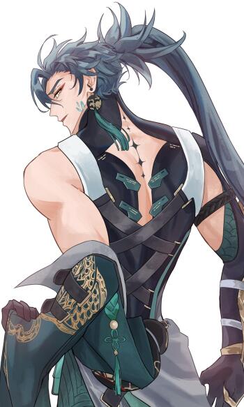 Phone wallpaper featuring Jiyan, an anime boy character from the video game Wuthering Waves, with dark hair and intricate clothing details.