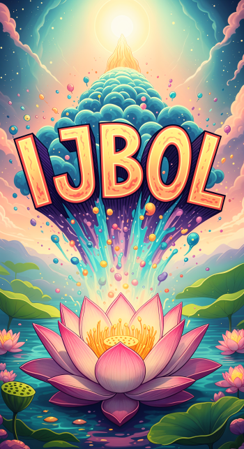Colorful IJBOL phone wallpaper featuring a glowing lotus flower on a pond with large text rising from vibrant clouds, designed for iPhones and Android phones.