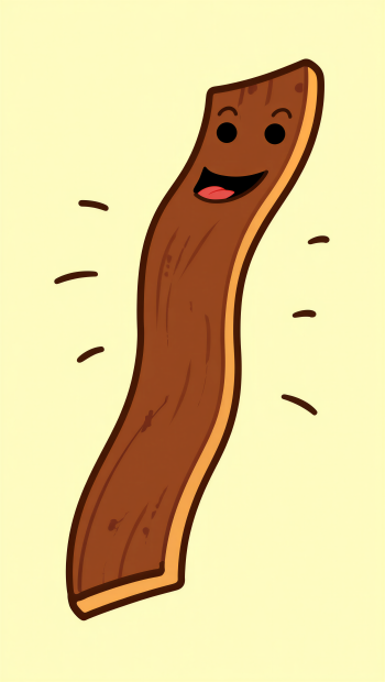 Cartoon smiling beef jerky strip on a pale yellow background — phone/iPhone wallpaper.