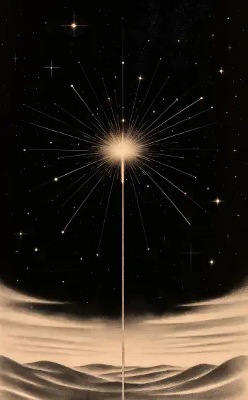 Golden sparkler starburst lights a desert night sky above rolling dunes, a striking iPhone wallpaper.