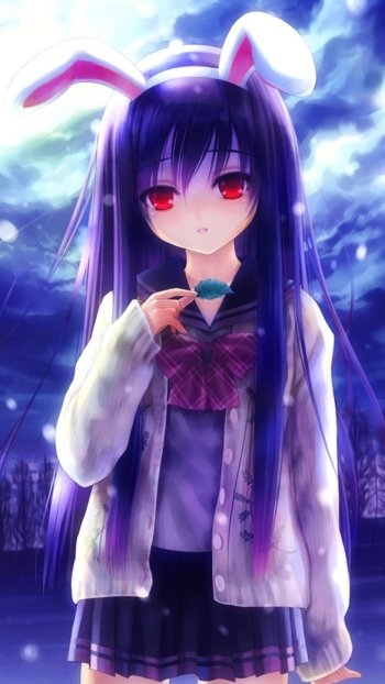 red eyes bunny ears animal ears Reisen Udongein Inaba Anime Touhou Phone Wallpaper