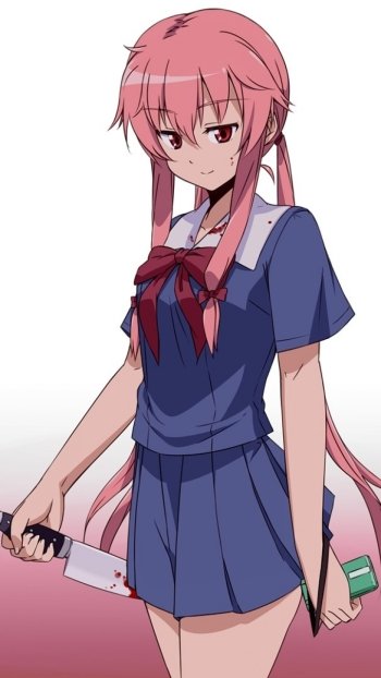 Yuno Gasai Anime Mirai Nikki Phone Wallpaper