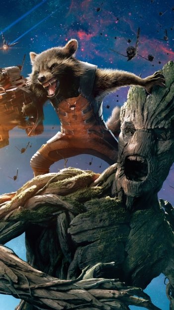 Groot Rocket Raccoon movie Guardians of the Galaxy Phone Wallpaper