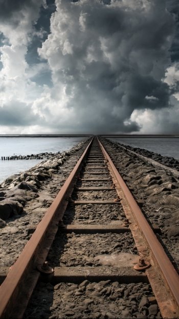 horizon cloud man made railroad Phone Wallpaper