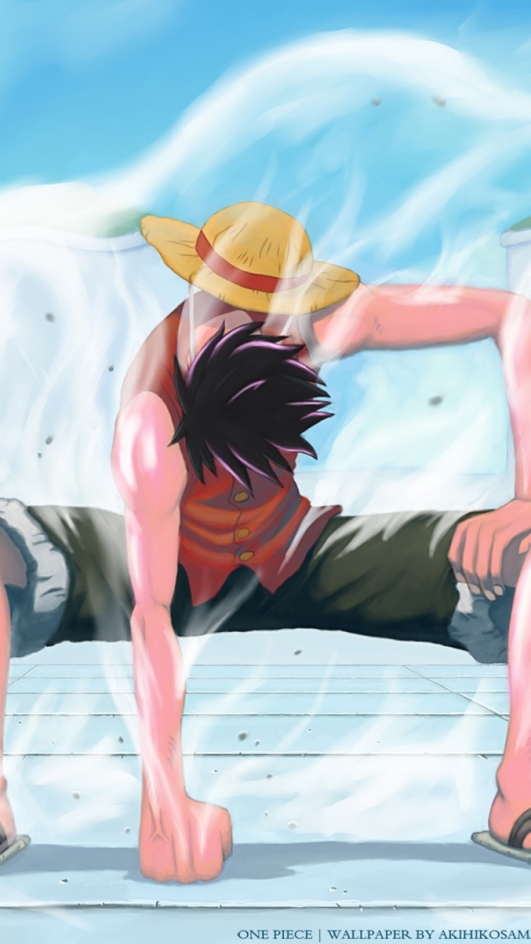 ensuring it complements the divine and powerful nature of his new form.  Utilize dynamic poses and angles to convey the energy and motion of Luffy's  actions
