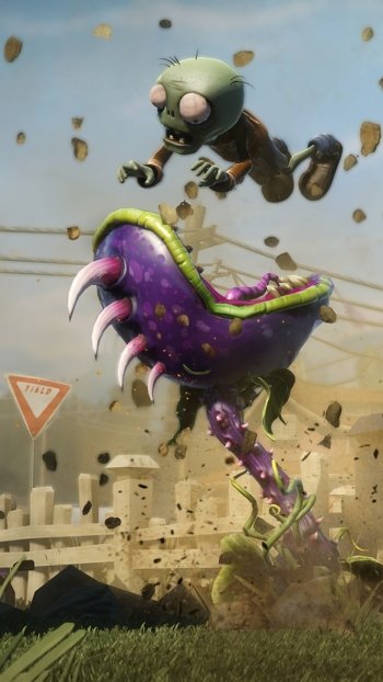 Browncoat Zombie (Plants Vs. Zombies) Peashooter (Plants Vs. Zombies) Chomper (Plants Vs. Zombies) video game Plants vs. Zombies: Garden Warfare Phone Wallpaper