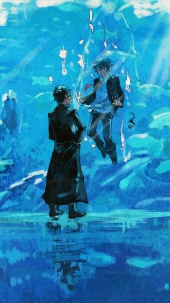 Yukio Okumura Rin Okumura twins underwater Anime Blue Exorcist Phone Wallpaper