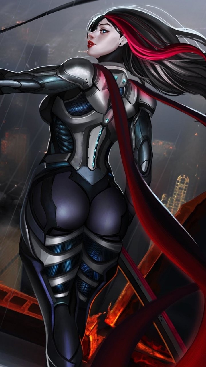 Download Armor Warrior Sword Sci Fi Woman Warrior Phone Wallpaper