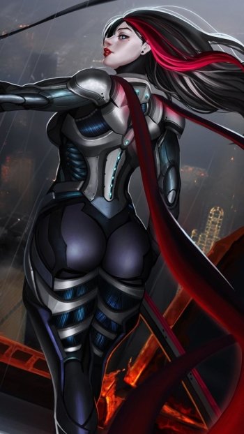 armor warrior sword Sci Fi woman warrior Phone Wallpaper