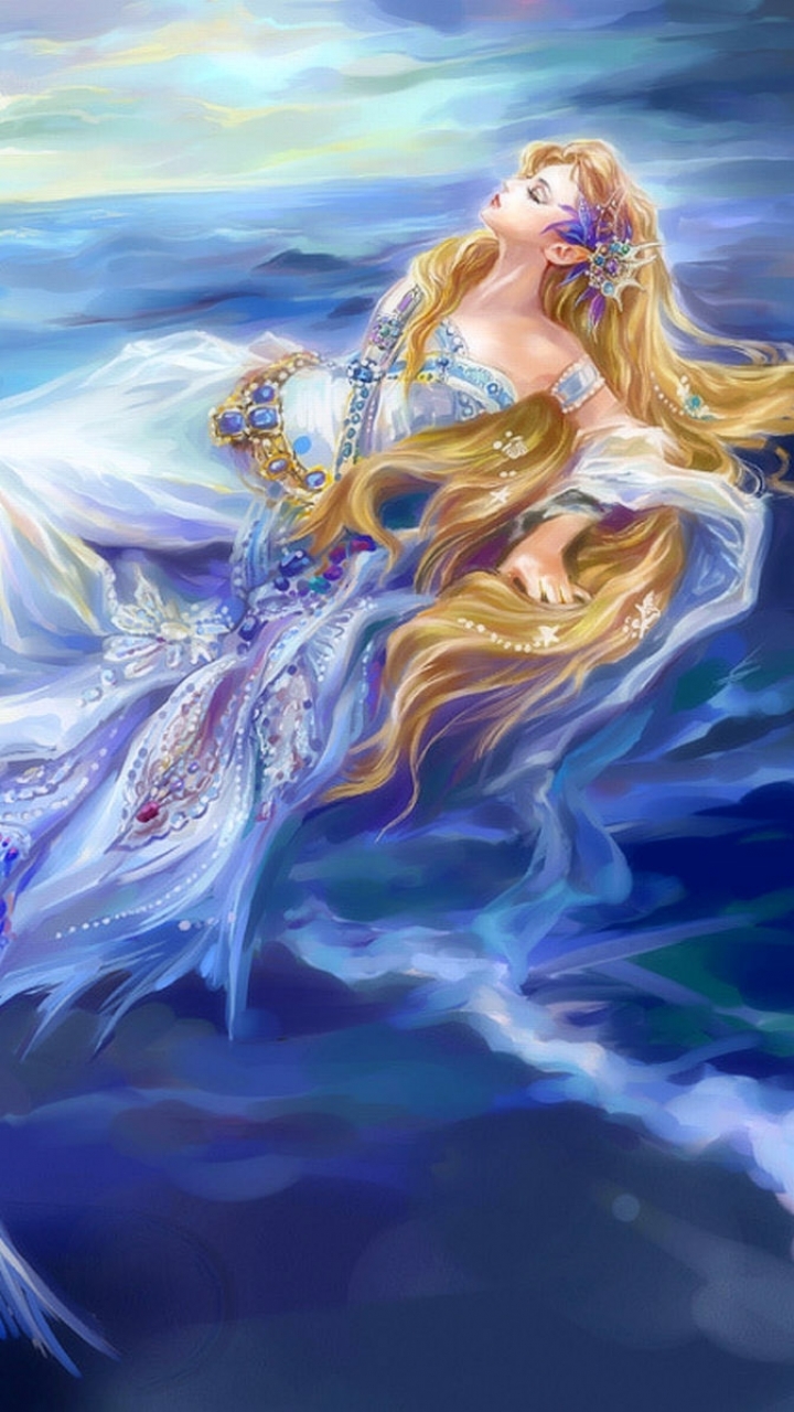 Fantasy Mermaid Phone Wallpaper by Rongrong Wang