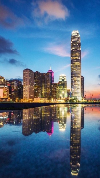 architecture building twilight cityscape man made Hong Kong Phone Wallpaper