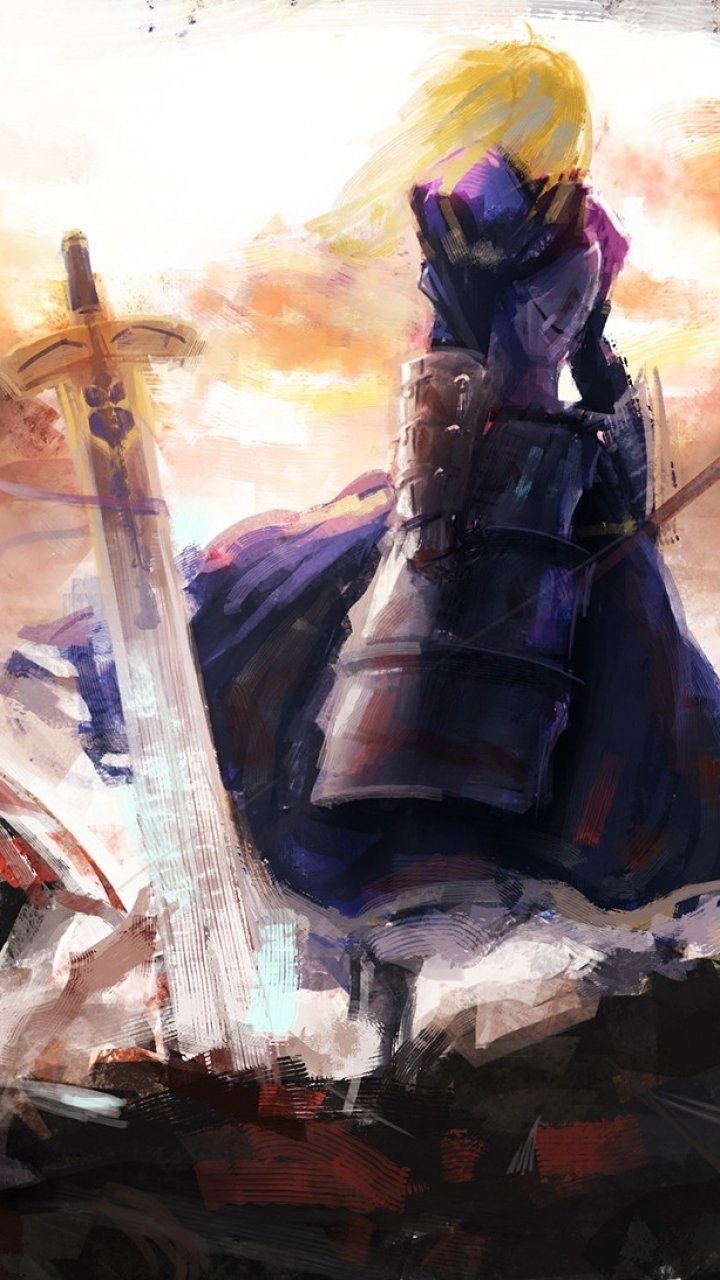 Download Sword Woman Warrior Saber (Fate Series) Anime Fate/Stay Night Phone Wallpaper
