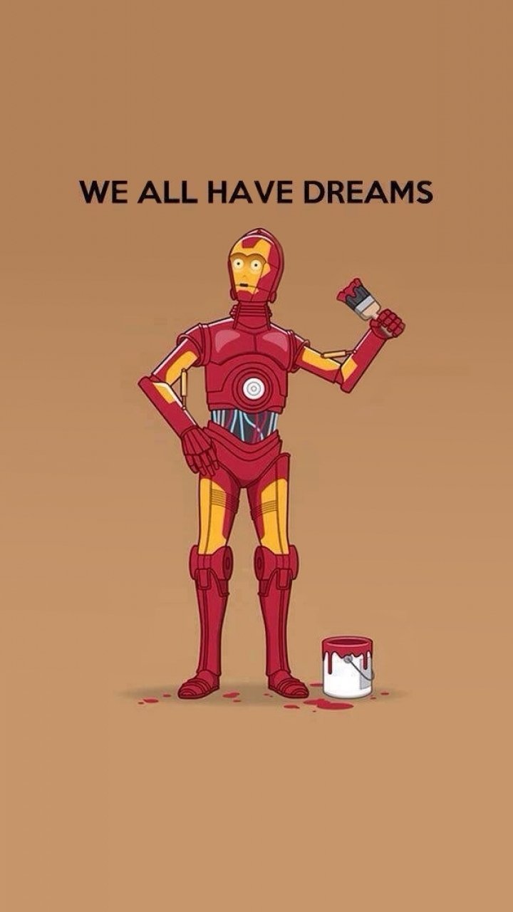 Download Iron Man C-3PO Funny Star Wars Phone Wallpaper