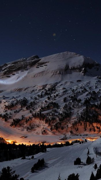 light village earth winter snow Austria star sky night landscape nature mountain winter night Phone Wallpaper