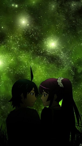 Koyomi Araragi Hitagi Senjōgahara Anime Monogatari (Series) Phone Wallpaper