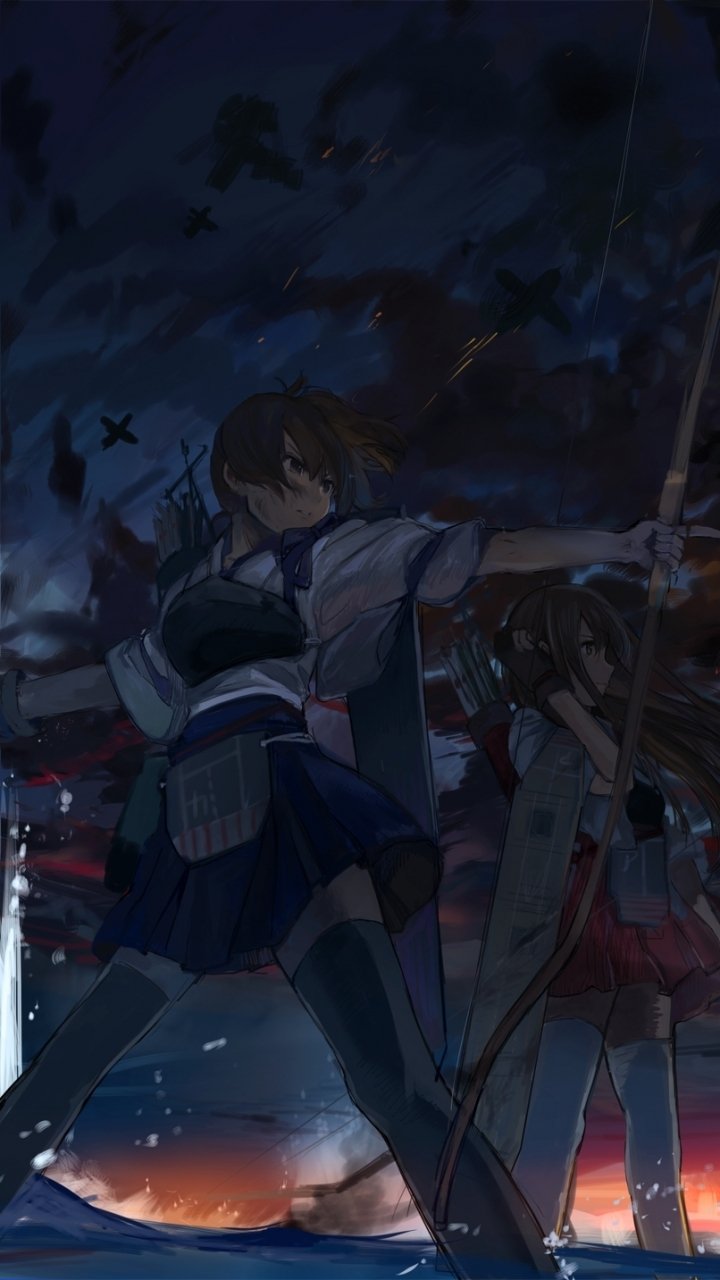Download Souryuu (Kancolle) Hiryuu (Kancolle) Kaga (Kancolle) Akagi (Kancolle) Anime Kantai Collection Phone Wallpaper