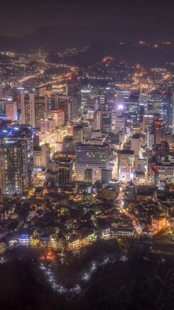 Korea night megapolis cityscape man made Seoul Phone Wallpaper