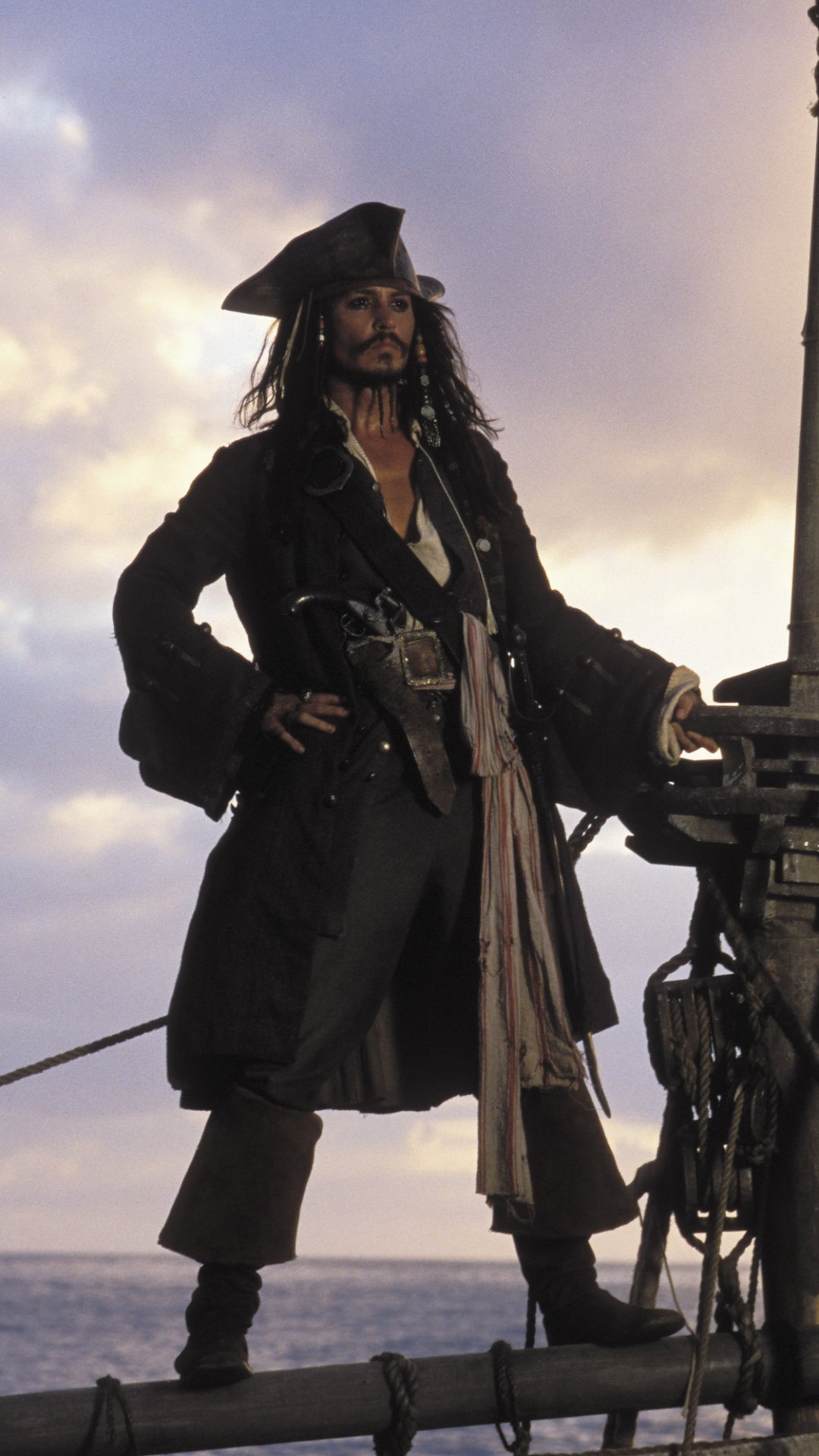 Download Johnny Depp Jack Sparrow Movie Pirates Of The Caribbean: The Curse Of The Black Pearl Phone Wallpaper