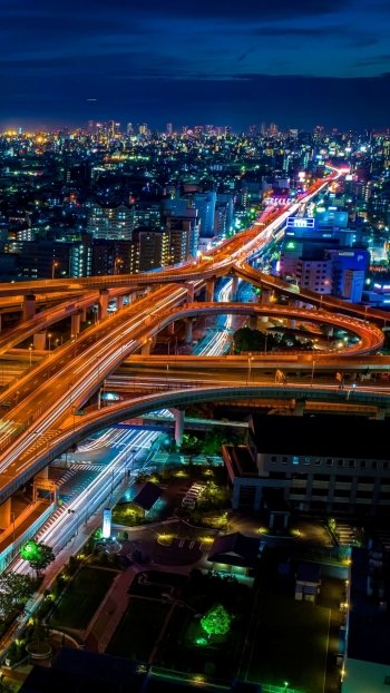 Japan night man made Osaka Phone Wallpaper