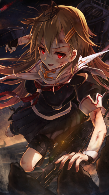 Yuudachi (Kancolle) Anime Kantai Collection Phone Wallpaper
