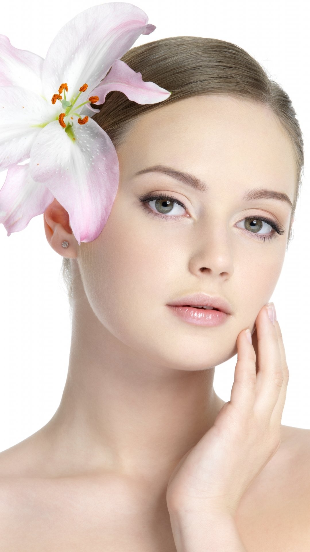 Download Flower Woman Face Phone Wallpaper