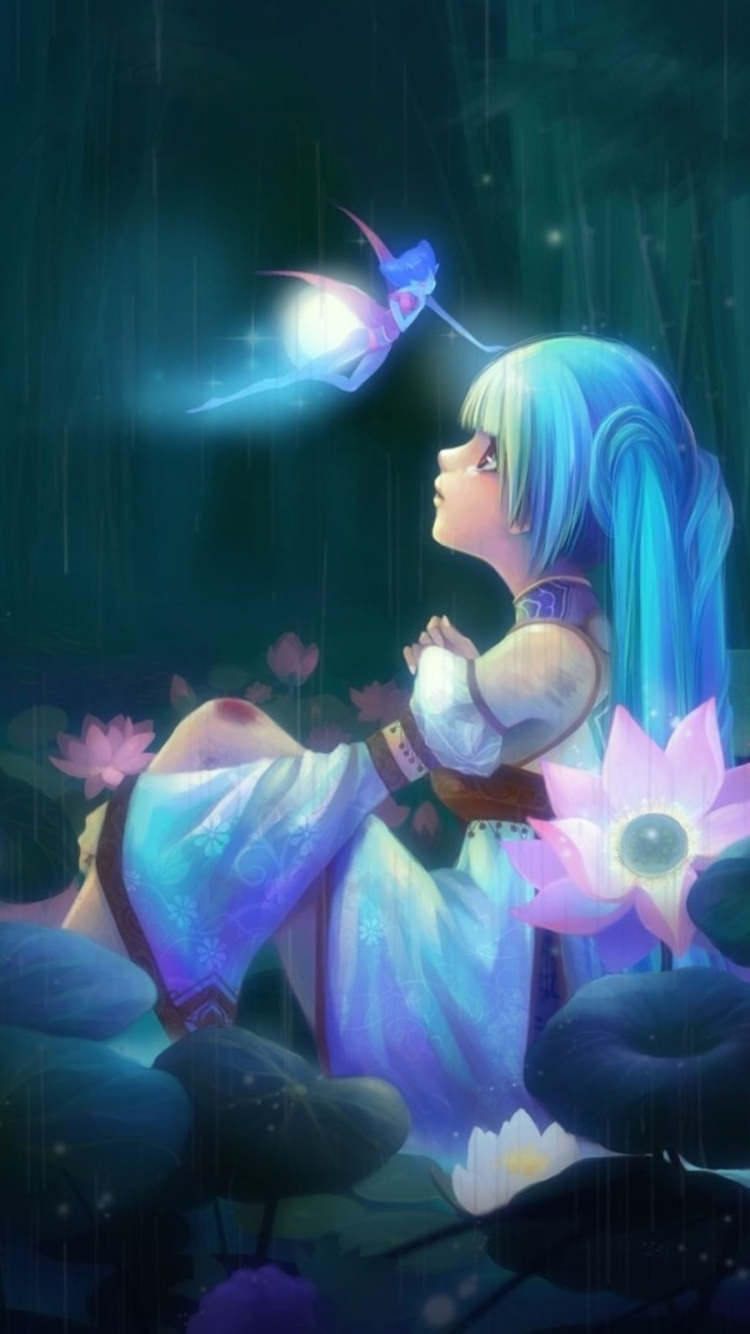 Download Blue Hair Hatsune Miku Anime Vocaloid Phone Wallpaper - Mobile ...