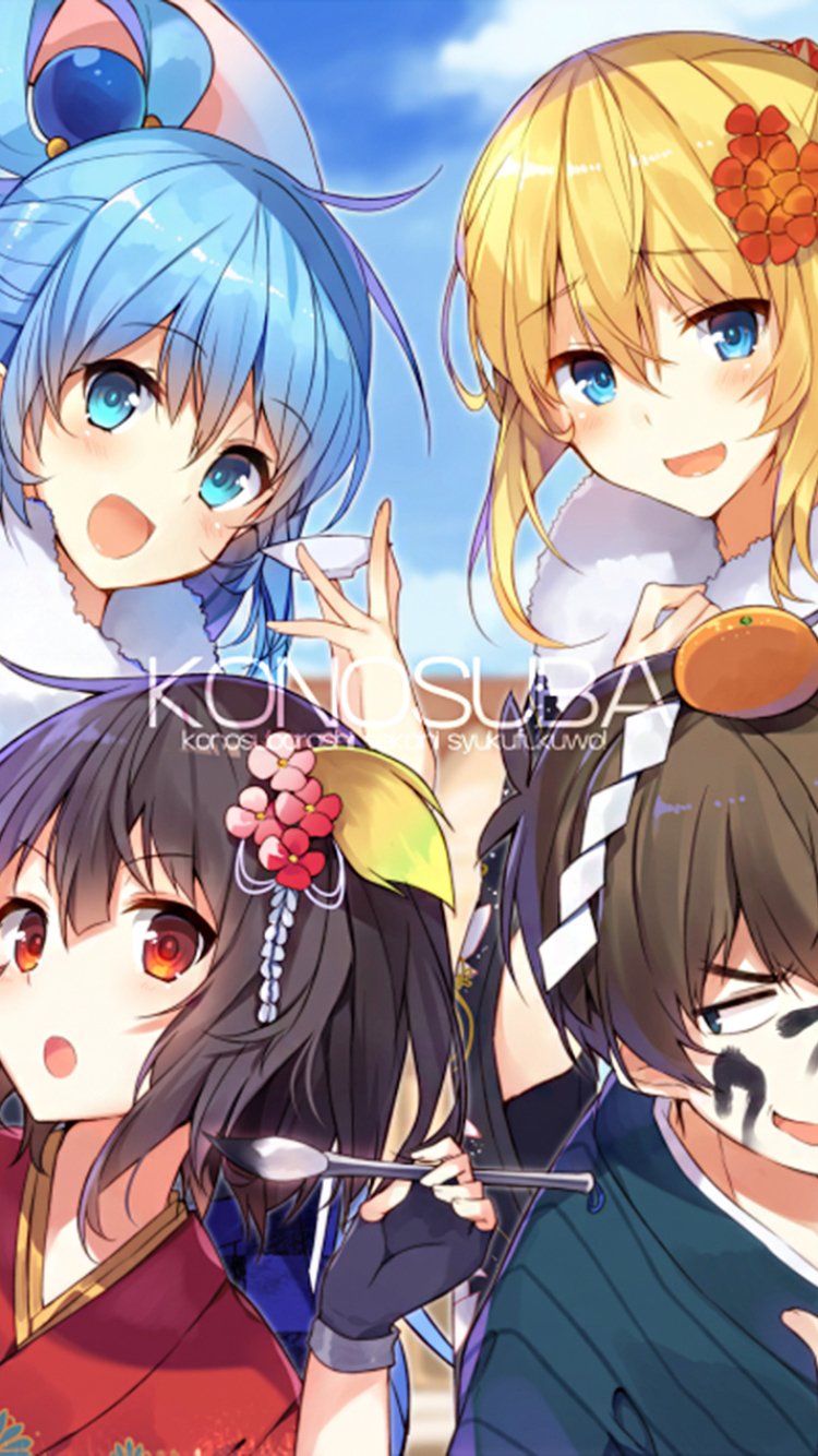 Download Megumin (KonoSuba) Kazuma Satou Darkness (KonoSuba) Aqua (KonoSuba) Anime KonoSuba - God’s Blessing On This Wonderful World!! Phone Wallpaper