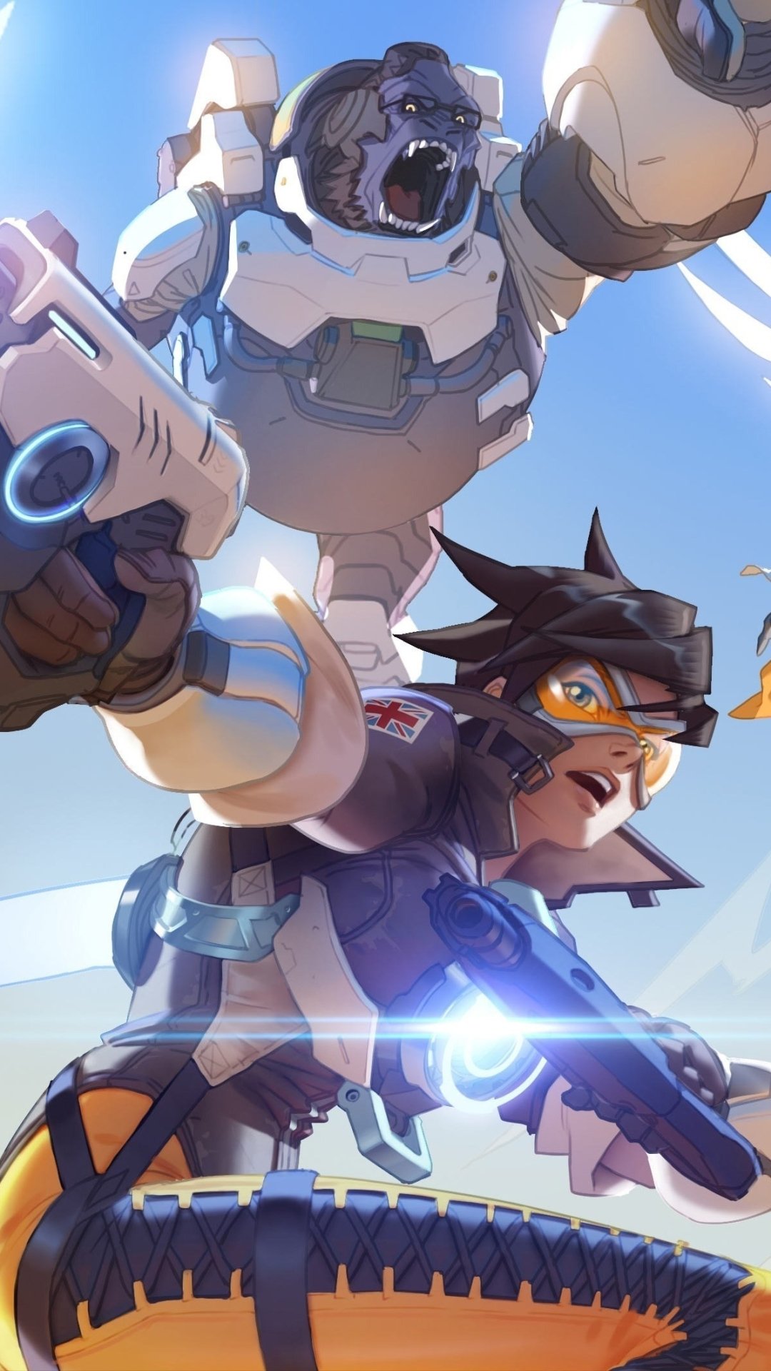 Download Tracer (Overwatch) Winston (Overwatch) Reinhardt (Overwatch) Mercy (Overwatch) Video Game Overwatch Phone Wallpaper