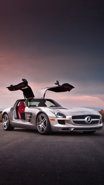 vehicle car supercar silver car Mercedes-Benz Mercedes-Benz SLS AMG Phone Wallpaper