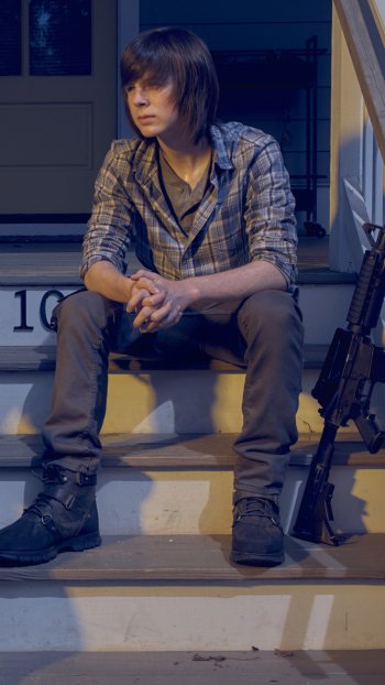 Carl Grimes Chandler Riggs Rick Grimes Andrew Lincoln TV Show The Walking Dead Phone Wallpaper
