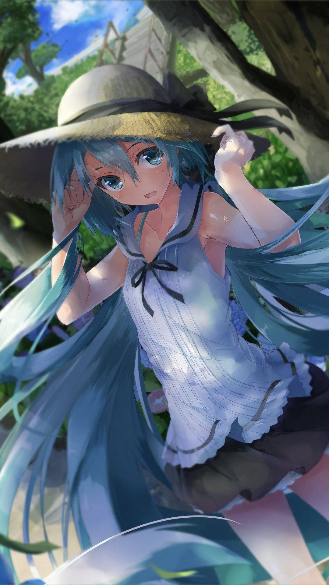 Download Hat Long Hair Hatsune Miku Anime Vocaloid Phone Wallpaper