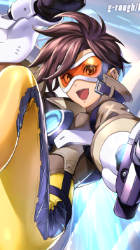 Tracer, overwatch, game, art, 720x1280 wallpaper