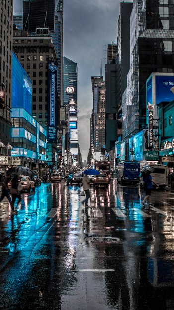city night rain man made New York Phone Wallpaper