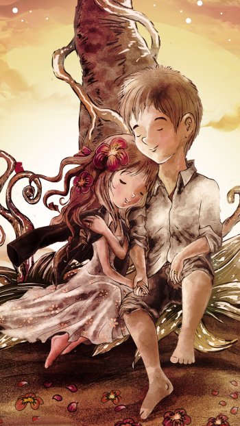 Romantic couple painting artistic love Phone Wallpaper
