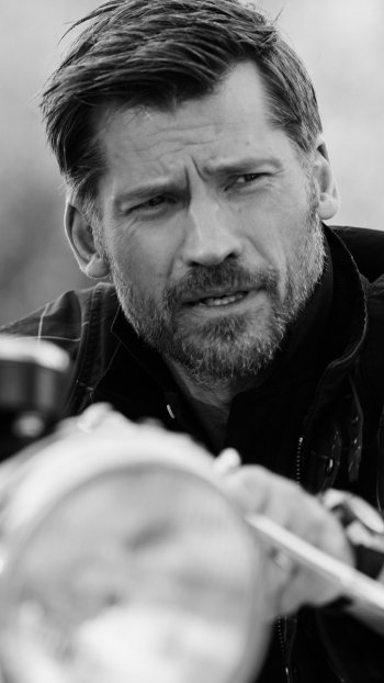 Black & White Danish actor Celebrity Nikolaj Coster-Waldau Phone Wallpaper