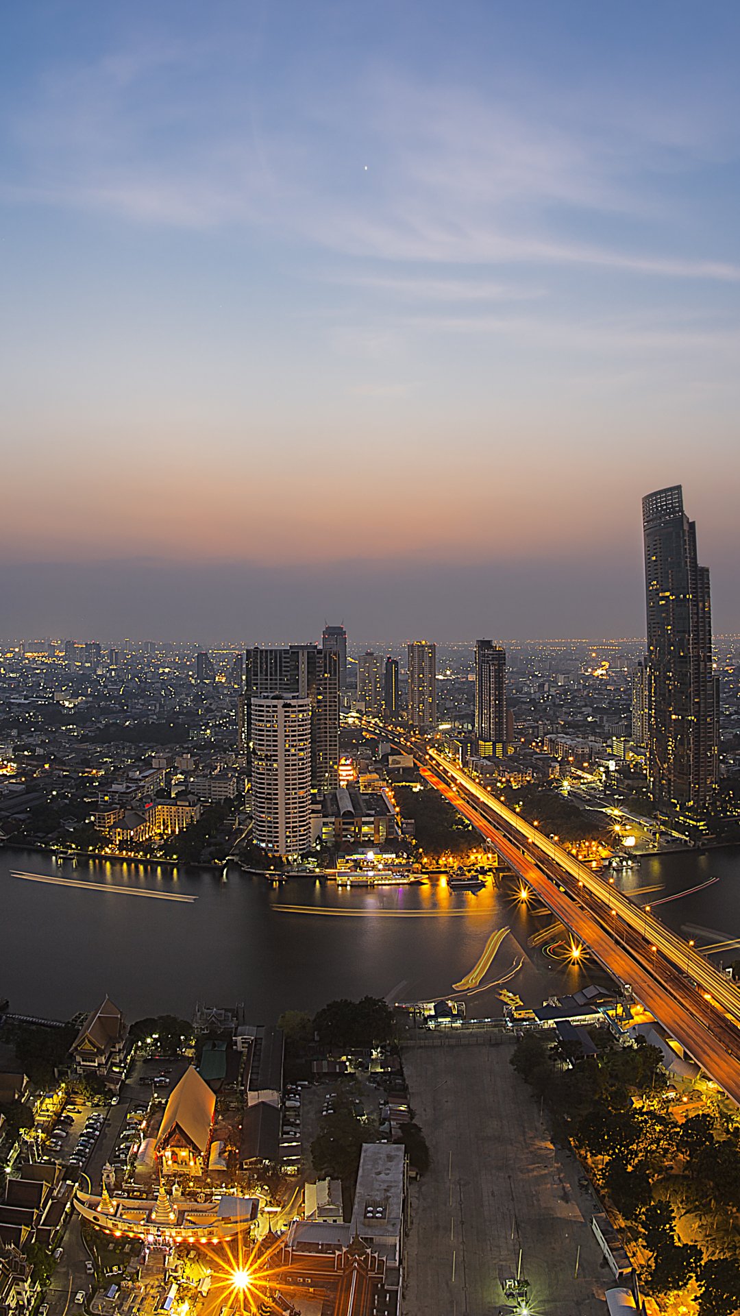 Download Cityscape River Thailand Evening Man Made Bangkok Phone Wallpaper
