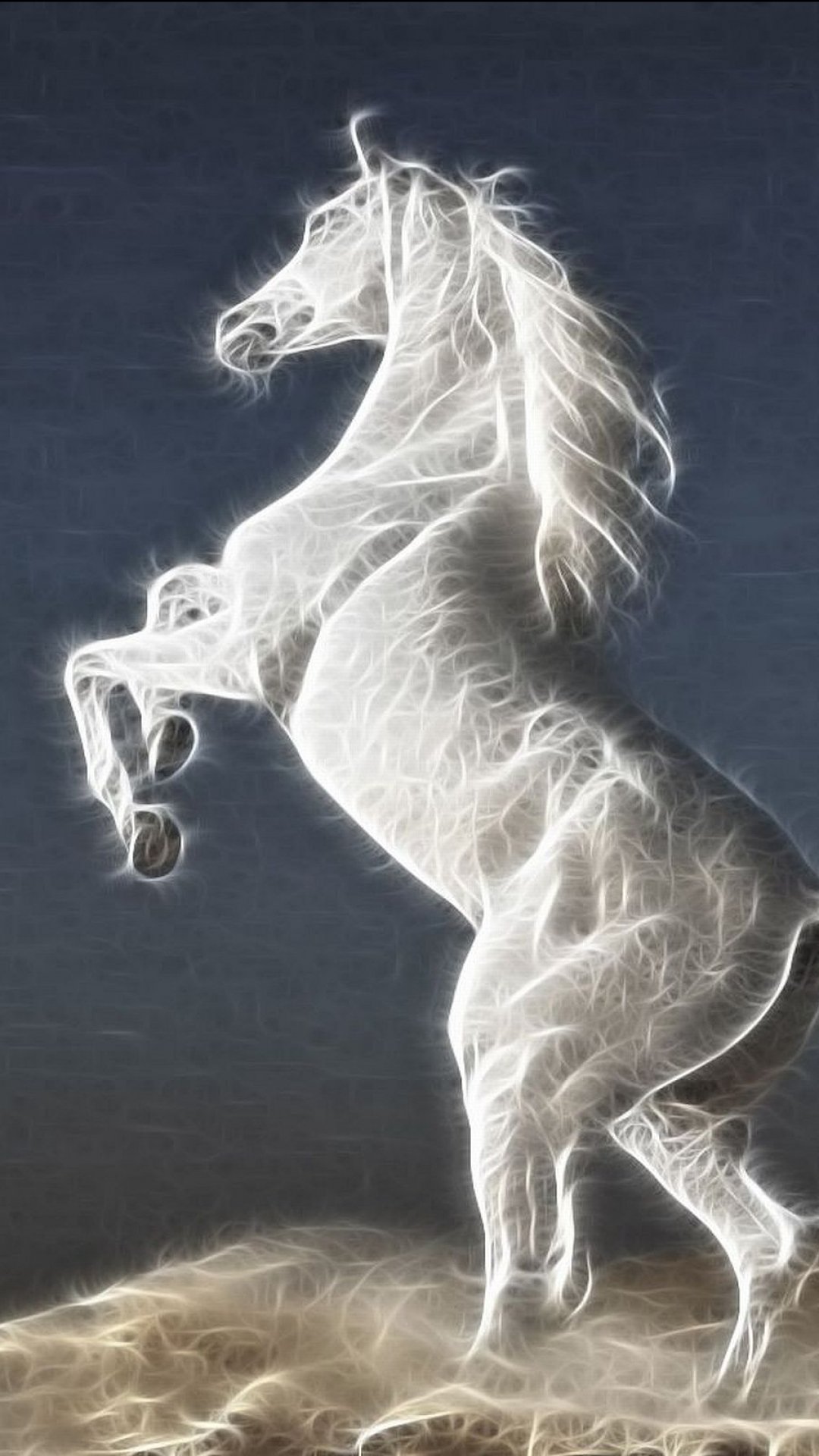 Download Fractal Stallion White Animal Horse Phone Wallpaper