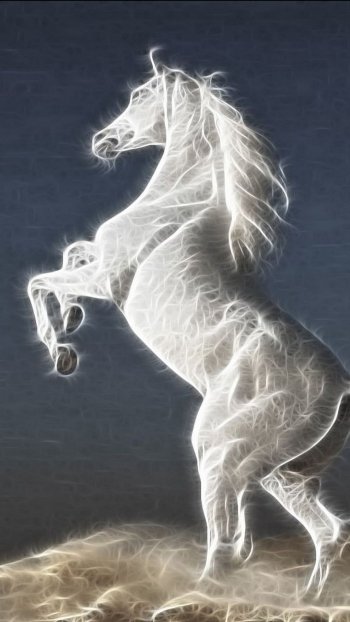 fractal stallion white Animal horse Phone Wallpaper