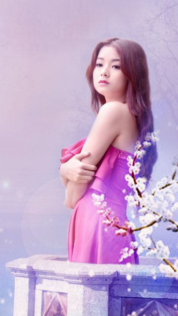 Vietnamese spring blossom woman asian Phone Wallpaper