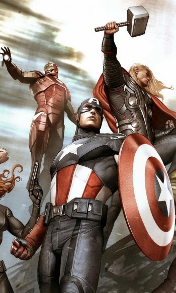 Thor Hulk Iron Man Captain America Black Widow Hawkeye Comic Avengers Phone Wallpaper