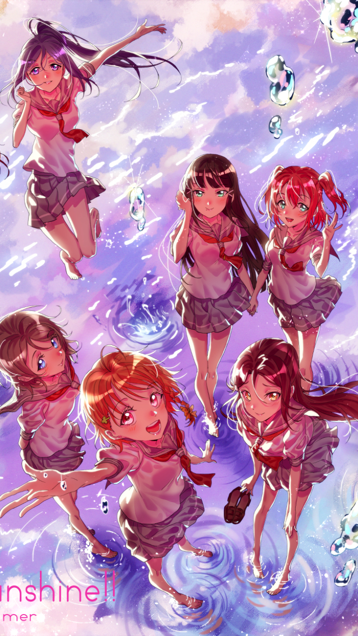 Download Chika Takami Riko Sakurauchi Kanan Matsuura Ruby Kurosawa Dia Kurosawa You Watanabe Anime Love Live! Sunshine!! Phone Wallpaper
