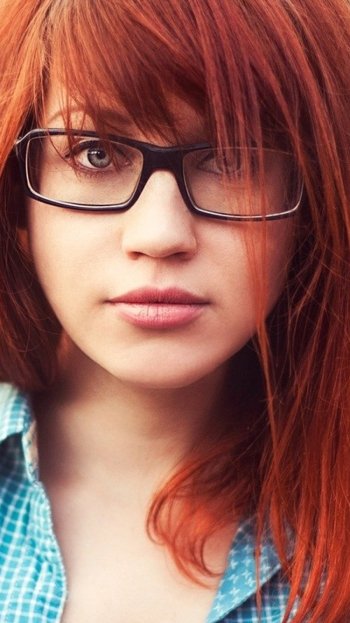 glasses redhead woman Beautiful Phone Wallpaper