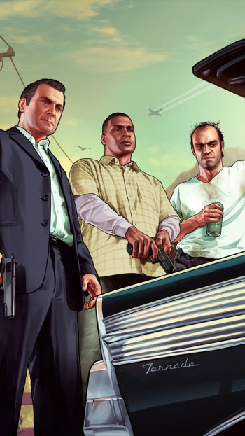 Trevor Philips Franklin Clinton Michael De Santa video game Grand Theft Auto V Phone Wallpaper