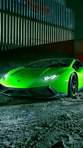 green car supercar vehicle car Lamborghini Lamborghini Huracan Phone Wallpaper