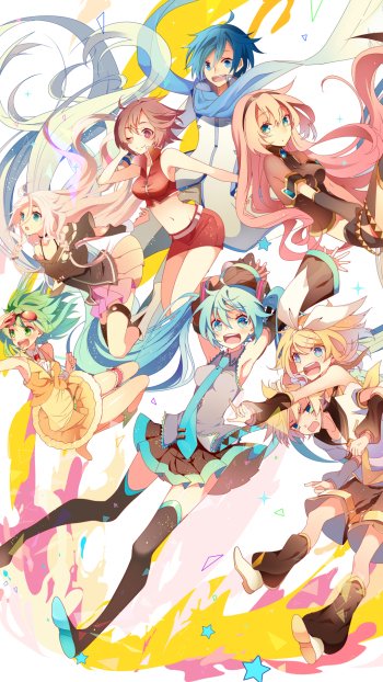 IA (Vocaloid) GUMI (Vocaloid) Meiko (Vocaloid) Kaito (Vocaloid) Luka Megurine Rin Kagamine Len Kagamine Hatsune Miku Anime Vocaloid Phone Wallpaper